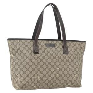 GUCCI GG Supreme Tote Bag PVC Beige 211137 Auth BA9292
